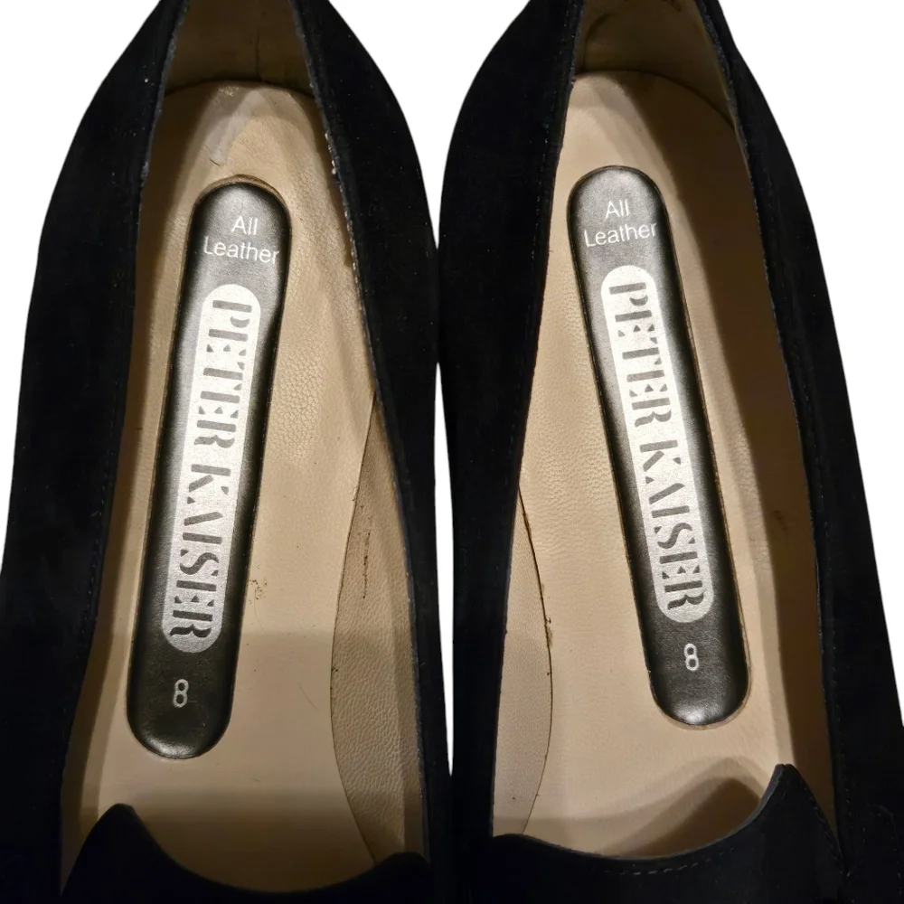 Vintage Peter Kaiser Amelia Navy Suede Seta Leather Lining Loafers Size 8 w/Box